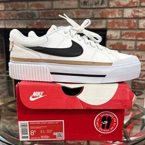 Women’s Nike Court Legacy Lift White Black Hemp Sneakers DM7590-100